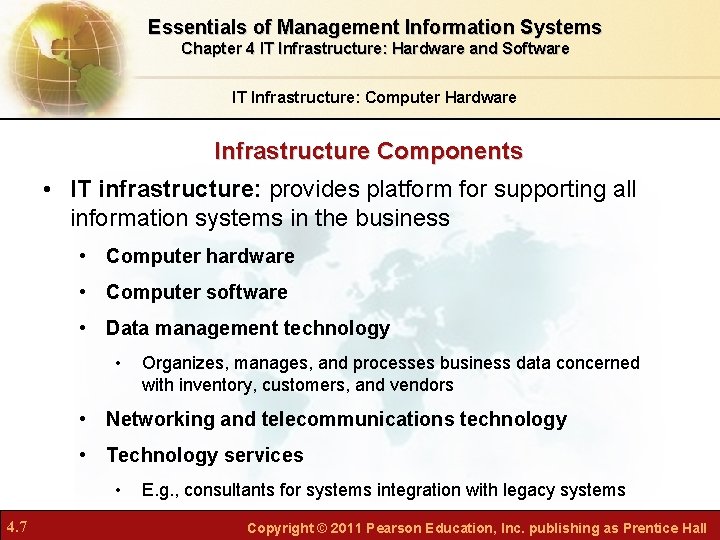 Essentials of Management Information Systems Chapter 4 IT Infrastructure: Hardware and Software IT Infrastructure: