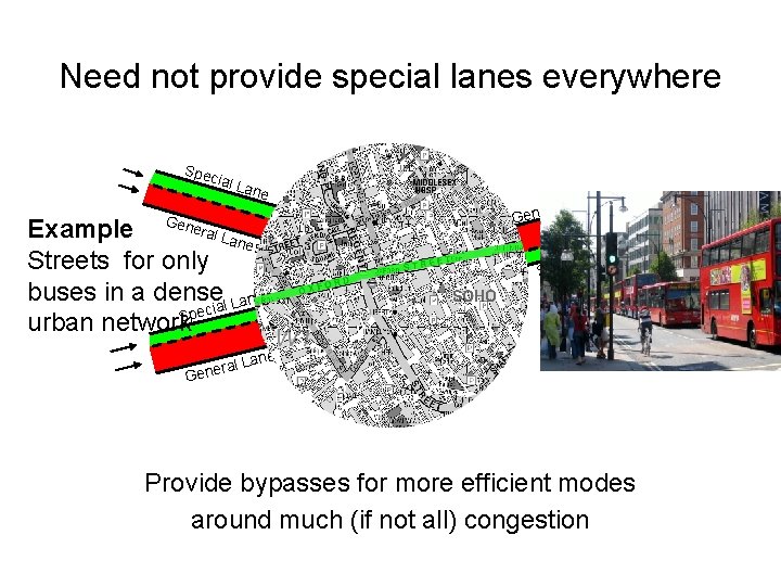 Need not provide special lanes everywhere Spe cial Lane Example General Lane s Streets