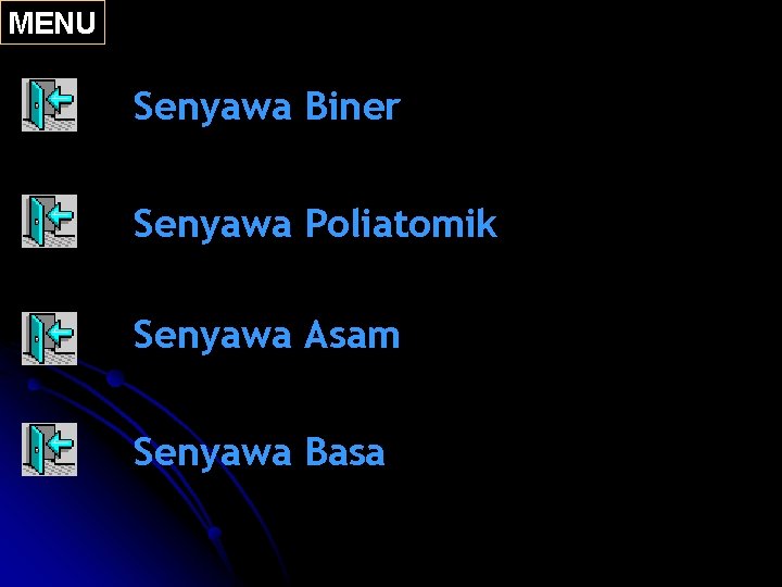 MENU Senyawa Biner Senyawa Poliatomik Senyawa Asam Senyawa Basa 