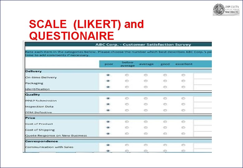 SCALE (LIKERT) and QUESTIONAIRE 