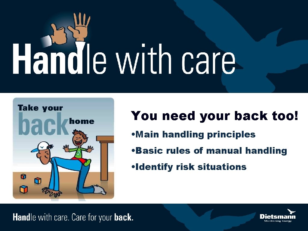 You need your back too! • Main handling principles • Basic rules of manual