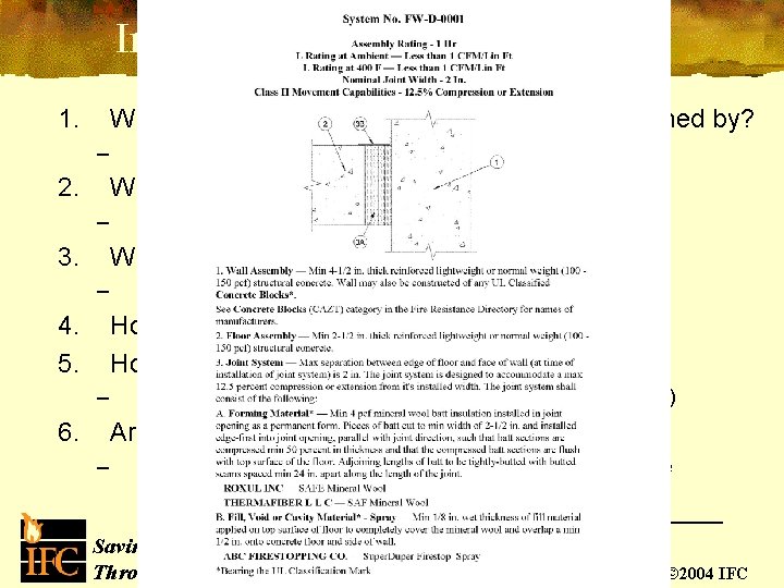 1. What type of building assemblies is the joint formed by? – 2. Floor/Floor,