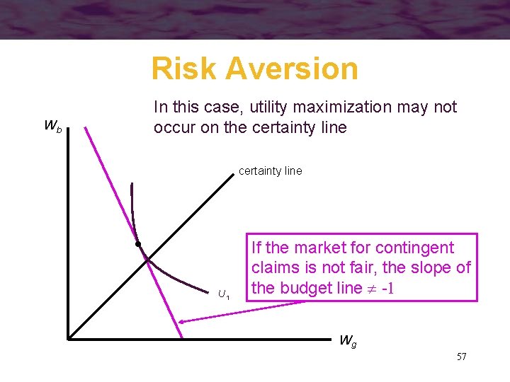 Risk Aversion Wb In this case, utility maximization may not occur on the certainty