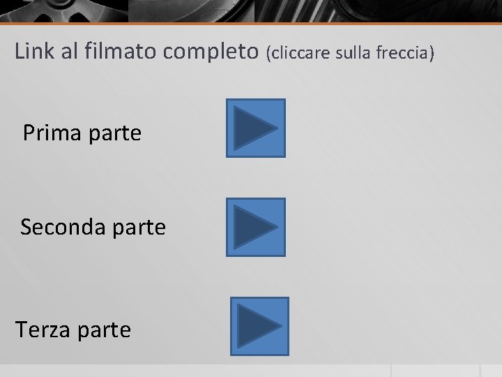 Link al filmato completo (cliccare sulla freccia) Prima parte Seconda parte Terza parte 