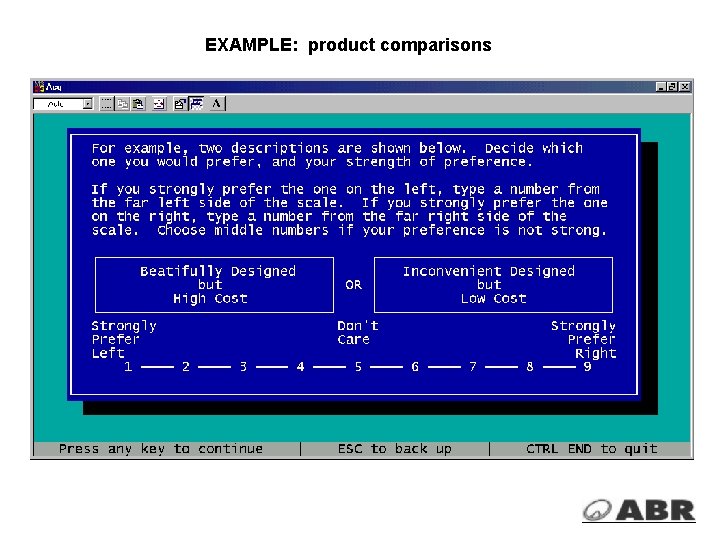 EXAMPLE: product comparisons 
