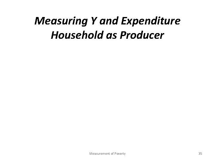 Measuring Y and Expenditure Household as Producer Measurement of Poverty 35 