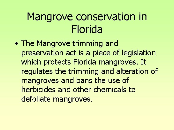 Mangrove conservation in Florida • The Mangrove trimming and preservation act is a piece Mangrove conservation in Florida • The Mangrove trimming and preservation act is a piece