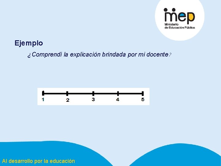 Ejemplo ¿Comprendí la explicación brindada por mi docente? Al desarrollo por la educación 