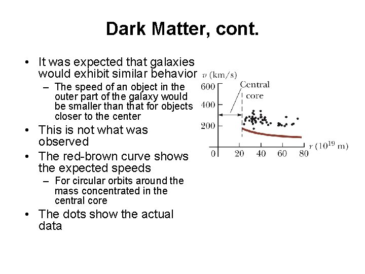 Dark Matter, cont. • It was expected that galaxies would exhibit similar behavior –