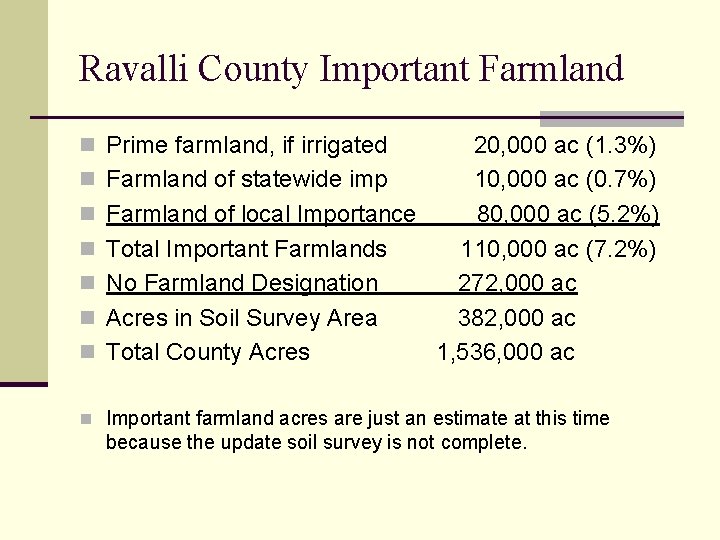 Ravalli County Important Farmland n Prime farmland, if irrigated n n n 20, 000
