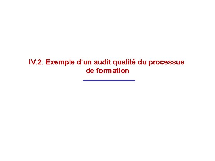 IV. 2. Exemple d'un audit qualité du processus de formation 