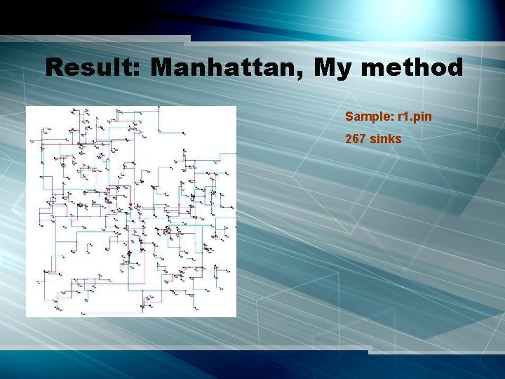 Result: Manhattan, My method Sample: r 1. pin 267 sinks 