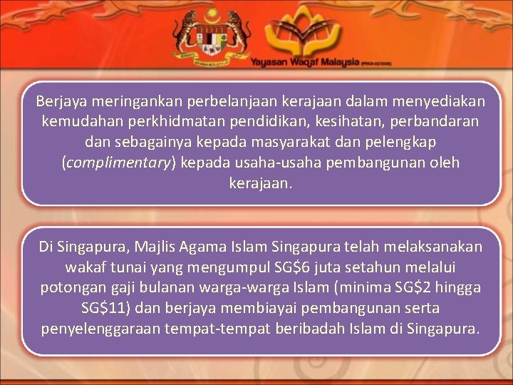 Berjaya meringankan perbelanjaan kerajaan dalam menyediakan kemudahan perkhidmatan pendidikan, kesihatan, perbandaran dan sebagainya kepada Berjaya meringankan perbelanjaan kerajaan dalam menyediakan kemudahan perkhidmatan pendidikan, kesihatan, perbandaran dan sebagainya kepada