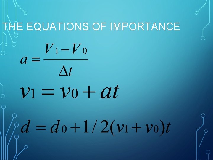 THE EQUATIONS OF IMPORTANCE 