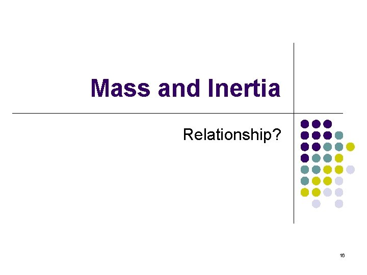 Mass and Inertia Relationship? 16 