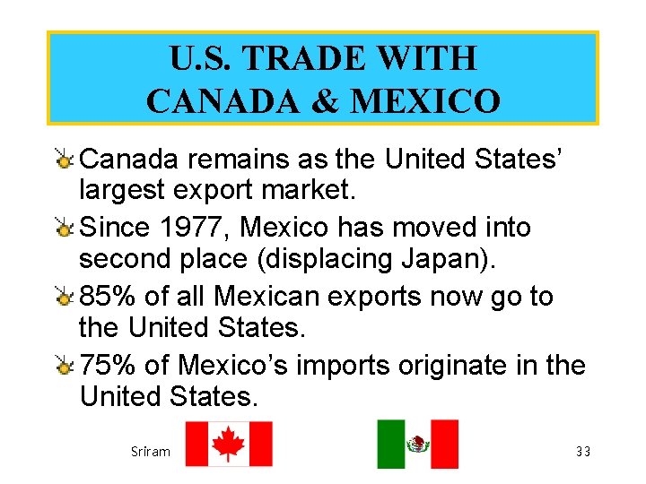 U. S. TRADE WITH CANADA & MEXICO Canada remains as the United States’ largest U. S. TRADE WITH CANADA & MEXICO Canada remains as the United States’ largest