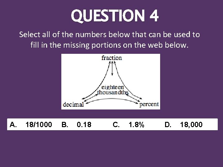 QUESTION 4 Select all of the numbers below that can be used to fill