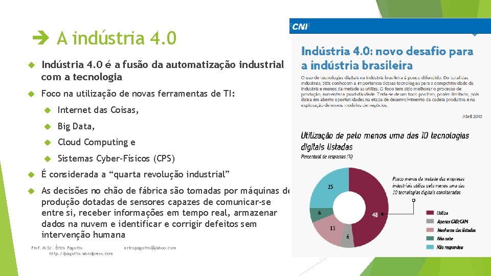  A indústria 4. 0 Indústria 4. 0 é a fusão da automatização industrial