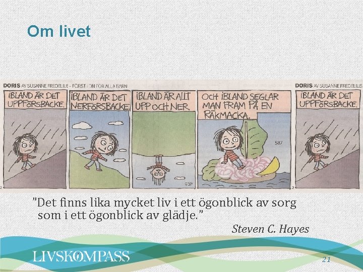 Om livet ”Det finns lika mycket liv i ett ögonblick av sorg som i