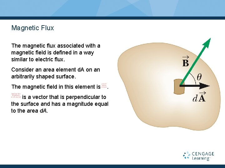 Magnetic Flux The magnetic flux associated with a magnetic field is defined in a