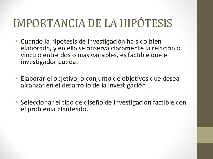 HIPTESIS VARIABLES Y ELECCIN DE LA PRUEBA ESTADSTICA