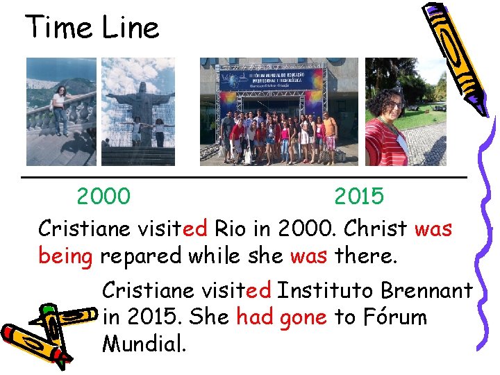 Time Line ________________ 2000 2015 Cristiane visited Rio in 2000. Christ was being repared