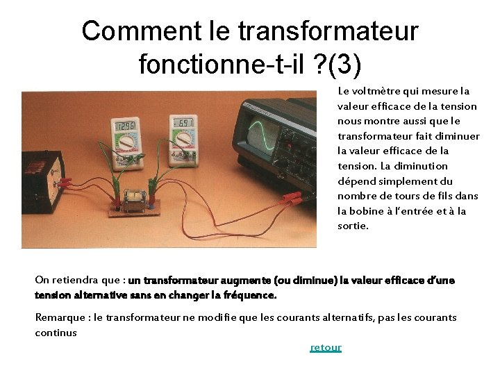 Comment le transformateur fonctionne-t-il ? (3) Le voltmètre qui mesure la valeur efficace de
