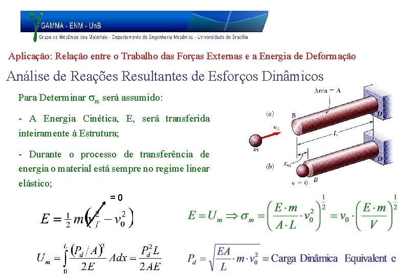 Aplicação: Relação entre o Trabalho das Forças Externas e a Energia de Deformação Análise