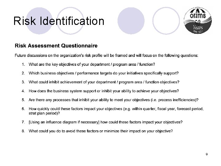 Risk Identification 9 