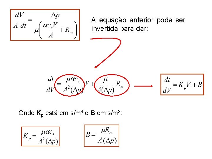 A equação anterior pode ser invertida para dar: Onde Kp está em s/m 6