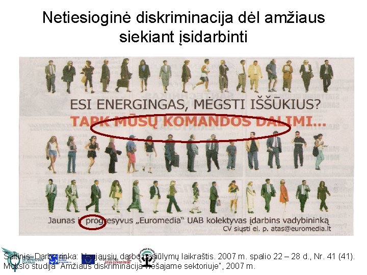 Netiesioginė diskriminacija dėl amžiaus siekiant įsidarbinti Šaltinis: Darbo rinka: Naujausių darbo pasiūlymų laikraštis. 2007