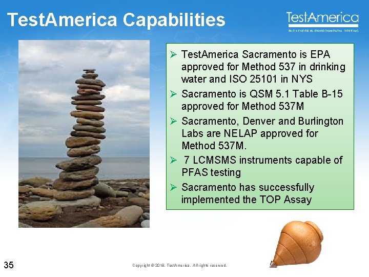 Test. America Capabilities Ø Test. America Sacramento is EPA approved for Method 537 in