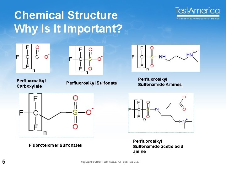 Chemical Structure Why is it Important? Perfluoroalkyl Carboxylate Perfluoroalkyl Sulfonate Fluorotelomer Sulfonates 5 Perfluoroalkyl