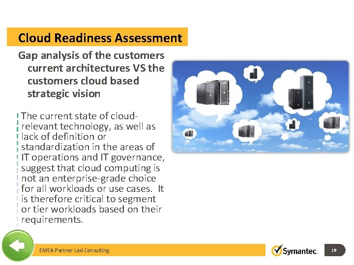 Cloud Readiness Assessment Gap analysis of the customers current architectures VS the customers cloud
