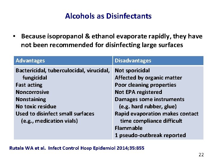 Alcohols as Disinfectants • Because isopropanol & ethanol evaporate rapidly, they have not been