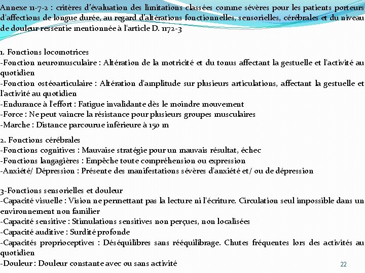 Annexe 11 -7 -2 : critères d’évaluation des limitations classées comme sévères pour les