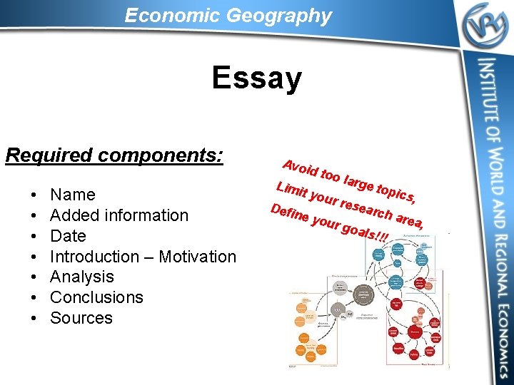 Economic Geography Essay Required components: • • Name Added information Date Introduction – Motivation