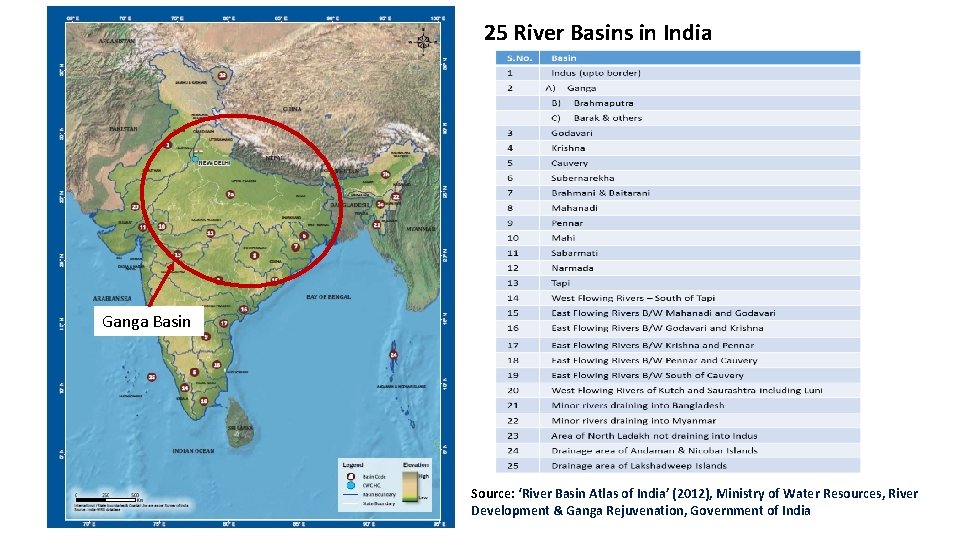 25 River Basins in India Ganga Basin Source: ‘River Basin Atlas of India’ (2012),