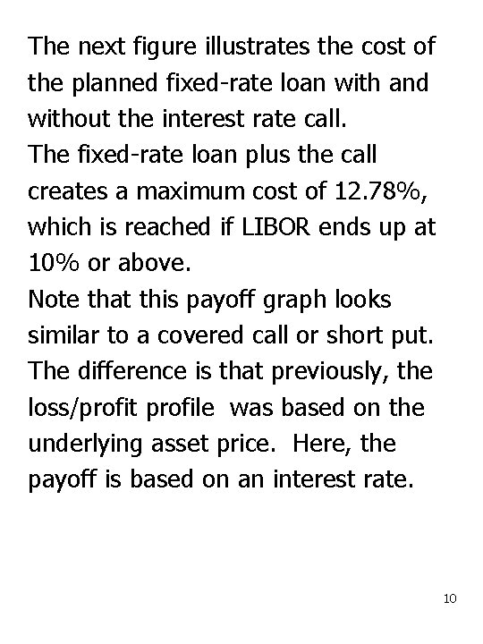 The next figure illustrates the cost of the planned fixed-rate loan with and without