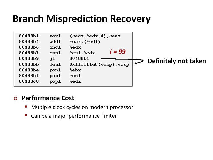 Branch Misprediction Recovery 80488 b 1: 80488 b 4: 80488 b 6: 80488 b