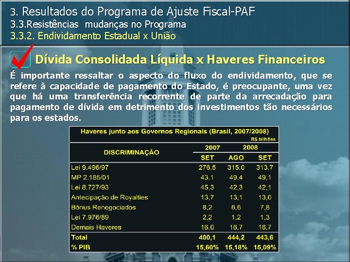 3. Resultados do Programa de Ajuste 3. 3. Resistências mudanças no Programa 3. 3.