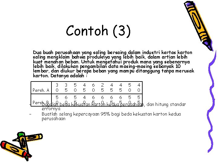 Contoh (3) Dua buah perusahaan yang saling bersaing dalam industri kertas karton saling mengklaim