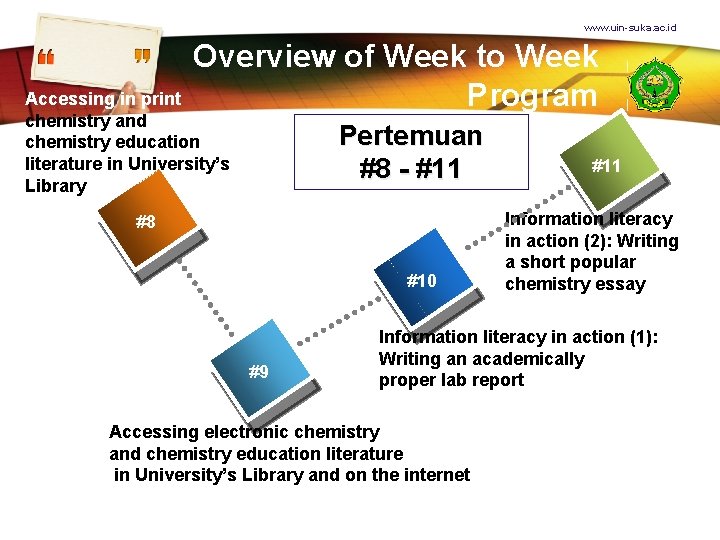 www. uin-suka. ac. id Overview of Week to Week Program Accessing in print chemistry