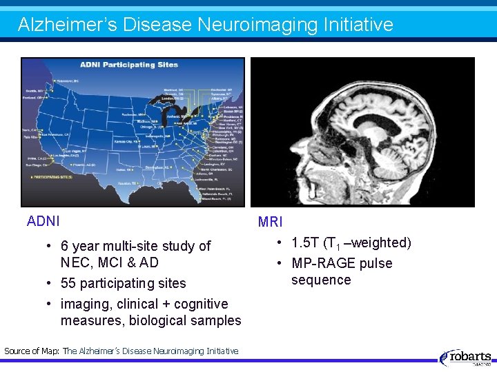 Alzheimer’s Disease Neuroimaging Initiative ADNI • 6 year multi-site study of NEC, MCI &