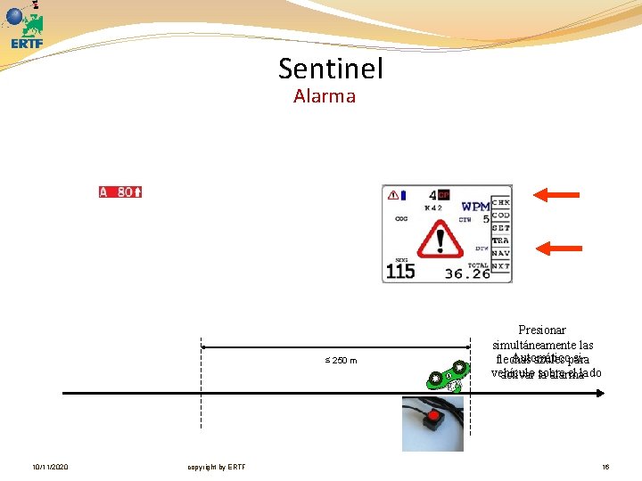 Sentinel Alarma ≤ 250 m 10/11/2020 copyright by ERTF Presionar simultáneamente las Automático si