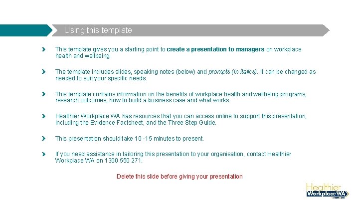 Using this template This template gives you a starting point to create a presentation