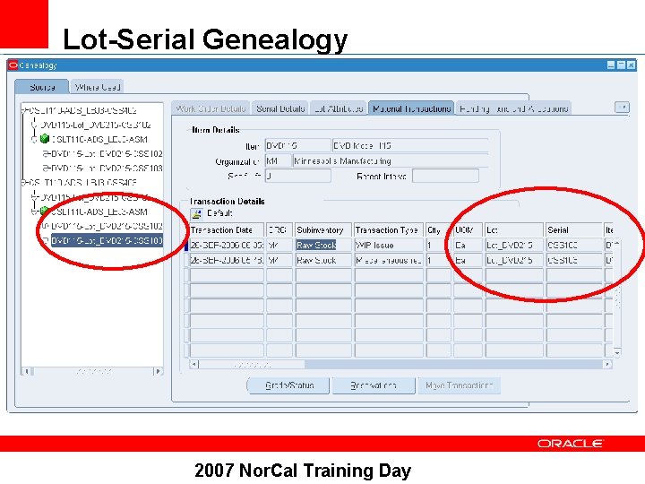 Lot-Serial Genealogy 2007 Nor. Cal Training Day 