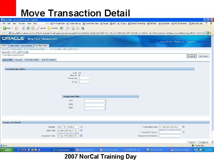 Move Transaction Detail 2007 Nor. Cal Training Day 