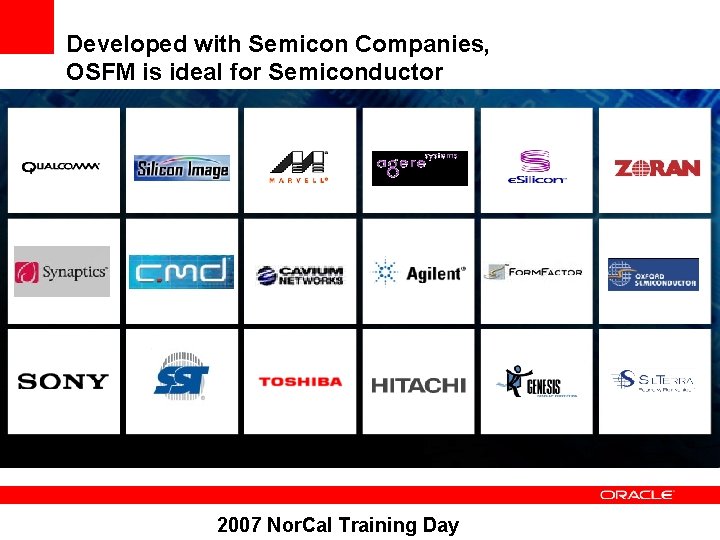 Developed with Semicon Companies, OSFM is ideal for Semiconductor 2007 Nor. Cal Training Day