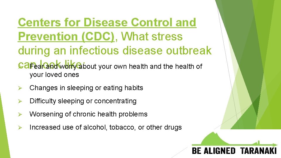 Centers for Disease Control and Prevention (CDC), What stress during an infectious disease outbreak